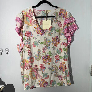 Flutter Sleeve Floral Blouse